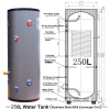250l Outline & Drawing of sealing inspecting station for inner tank of Stainless Steel SUS304 SUS316L Duplex 80℃ DHW 250L Buffer Storage Cylinder Tank Solar Hybrid Thermal Hot Water Heating Exchanger Coil Heated Built-in Boiler Heater Pump HVAC System