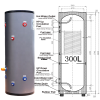 300l hot water cylinder tank heat exchanger coil built-in